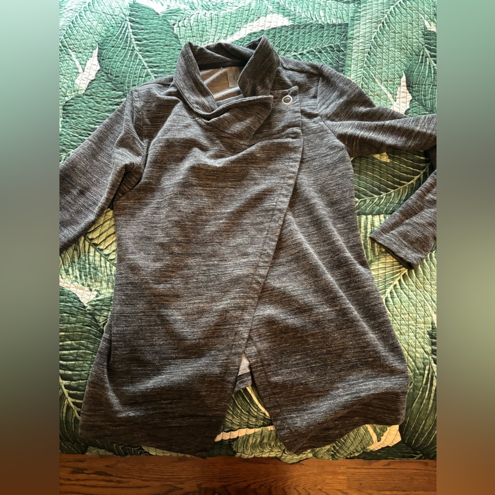 Danskin Women's Asymmetrical Shawl Collar Sweater Cardigan - Charcoal Gray